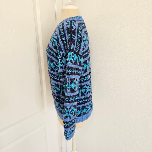 Vintage LL Bean blue ramie crew neck chunky sweater size M - Picture 4 of 5